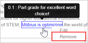 After clicking on the annotation, the second menu option is highlighted.